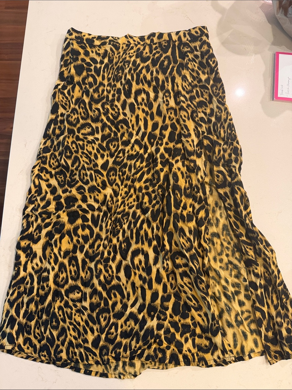 Motel Rocks Yellow and Black Leopard Midi Skirt